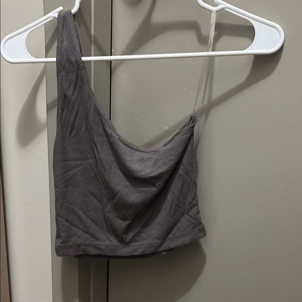 Joah Brown Charcoal Asymmetrical Crop Top